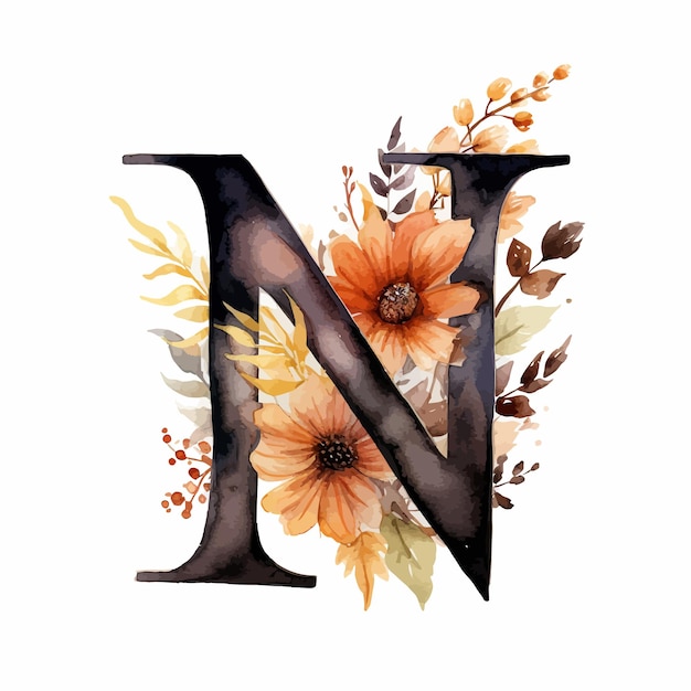 Negro_capital_letter_with_brown_autumn_watercolor