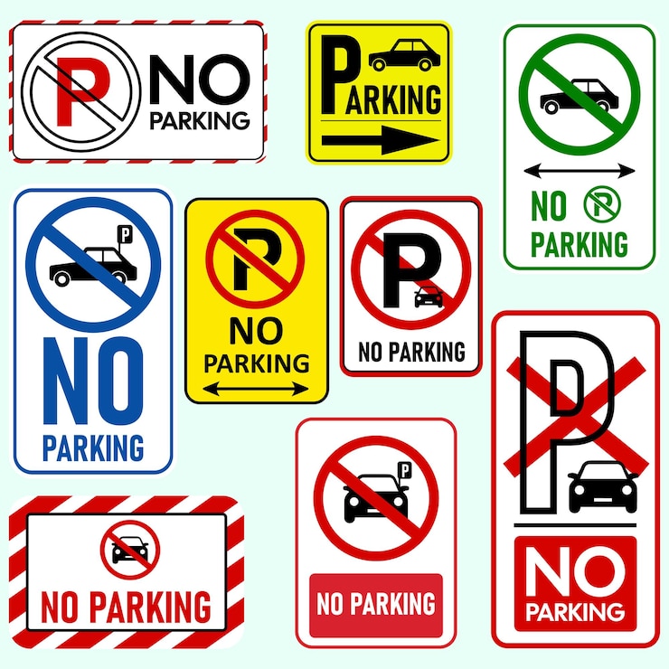Vetor nenhum conjunto de vetores de sinais de estacionamento evite estacionar aqui