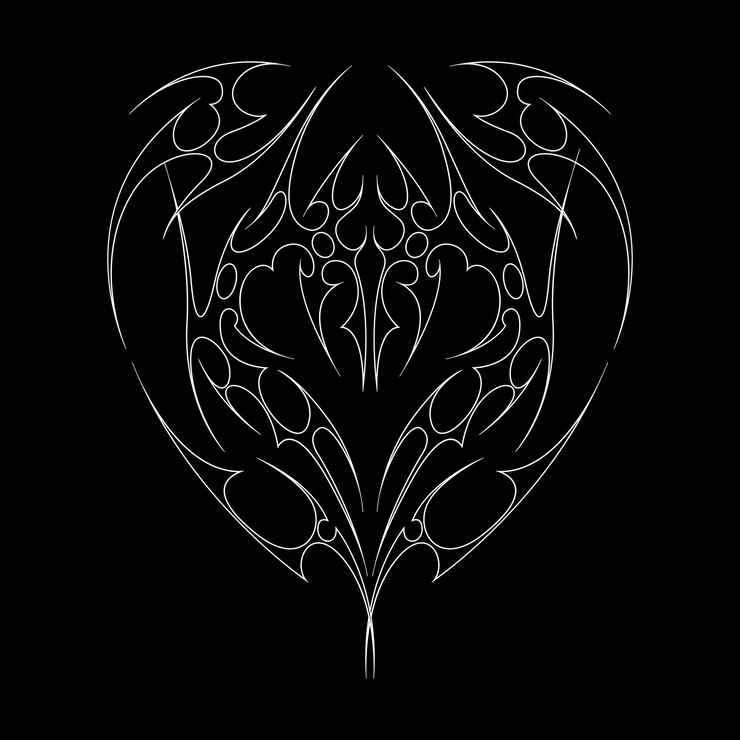 Vetor neo tribal y2k tatuagem de estilo gótico cyber sigilismo design de coração ilustração vetorial de contorno