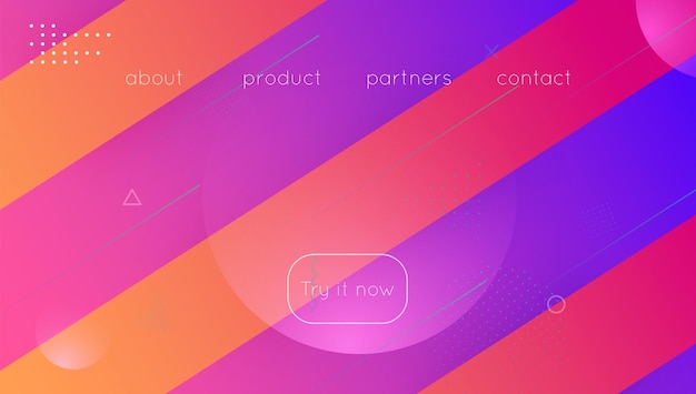 Neon banner flow landing page folheto digital ondulado rosa hipster