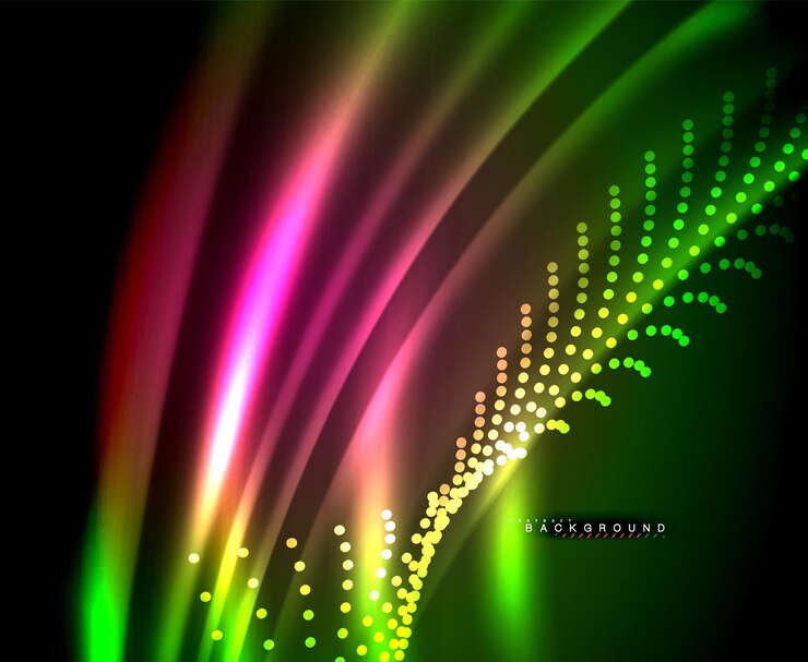 Vetor neon brilhante linhas techno hitech futurista modelo de fundo abstrato com formas quadradas