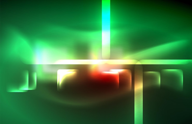 Vetor neon brilhante linhas techno hitech futurista modelo de fundo abstrato com formas quadradas