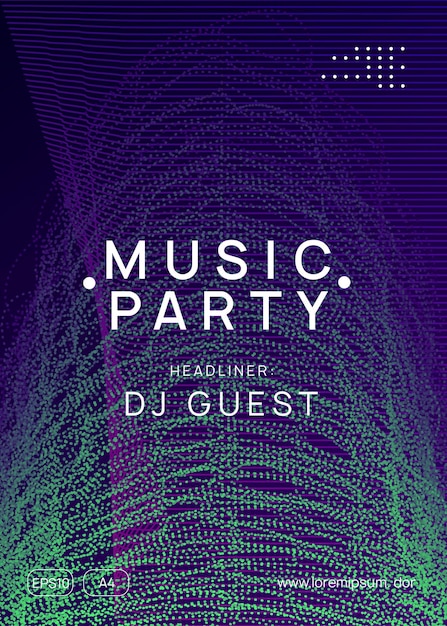Neon club flyer Electro dance music Trance party dj Electroni