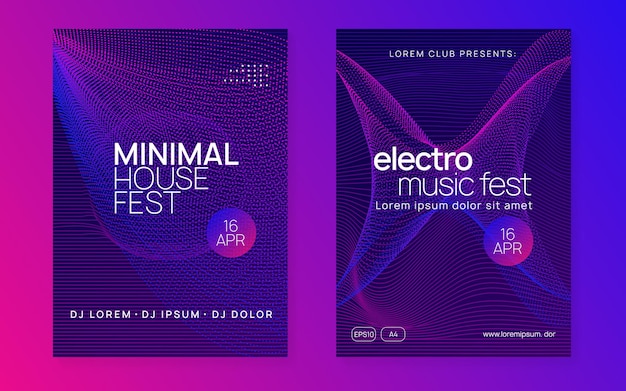 Neon club flyer Electro dance music Trance party dj Electroni