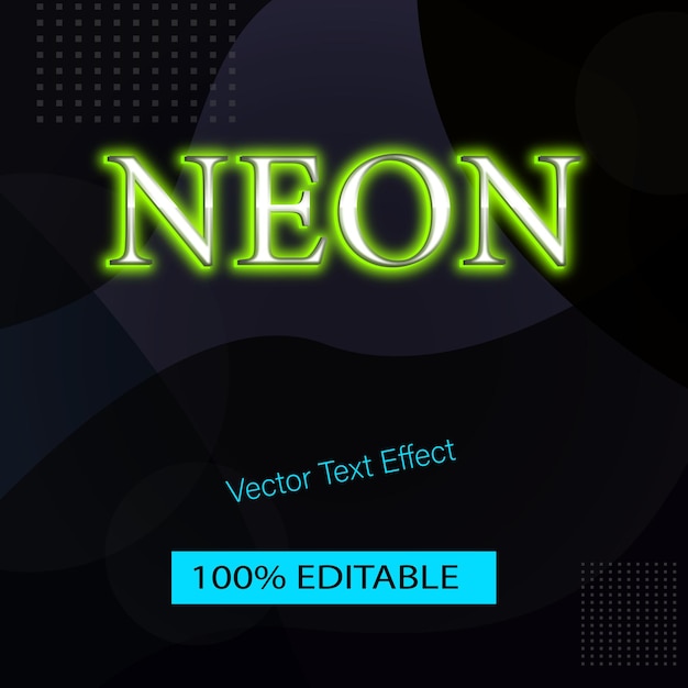 Neon editável de efeito de texto vetorial