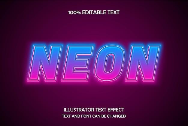 Néon, estilo de néon moderno de efeito de texto editável