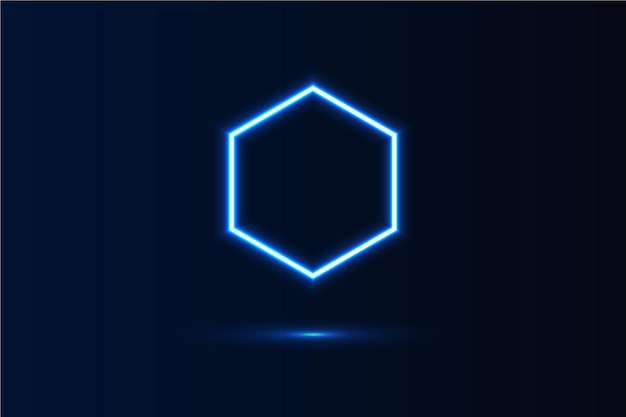 Neon Glow luz azul forma geométrica hexágono e sombra ilustração vetorial