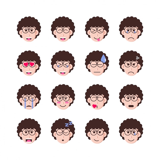 Nerd boy glasses frizzy emoticon