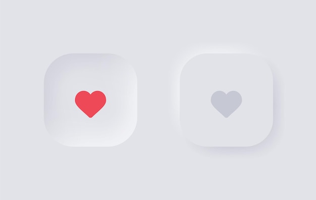 Neumorfismo botão de amor do coração para elementos de design ui ux ou ícone semelhante com neumorfismo