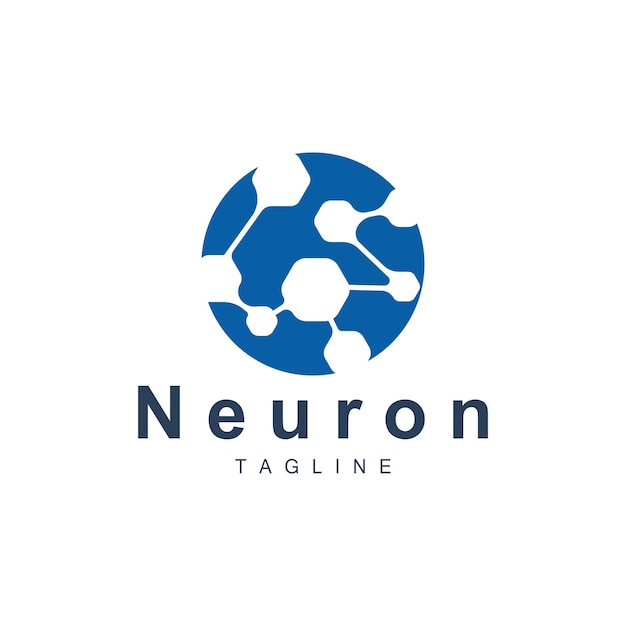 Neuron logo cel dna network vector e tecnologia de partículas ilustração simples design de modelo