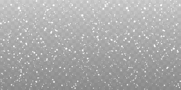 Neve de natal flocos de neve caindo em fundo transparente ilustração vetorial de queda de neve