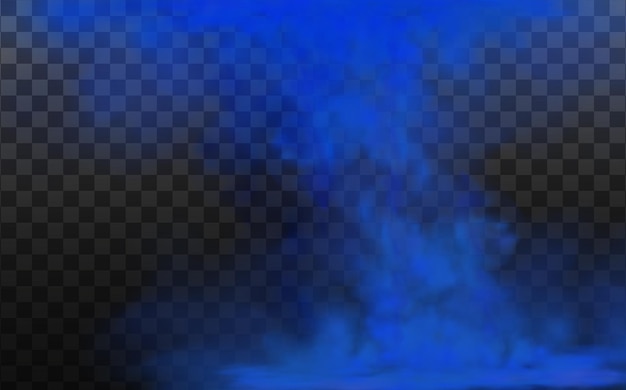 Vetor névoa de nebulosidade vetorial azul ou fumaça em fundo xadrez escuro.