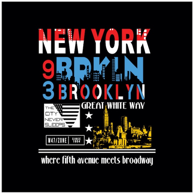 Vetor new york brooklyn para vetor gráfico de t-shirt