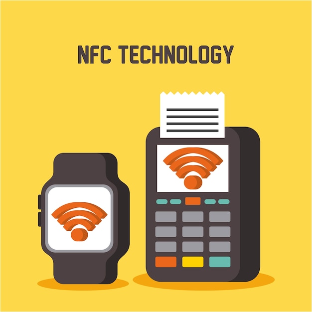 Nfc technology smart watch e dataphone pay concept