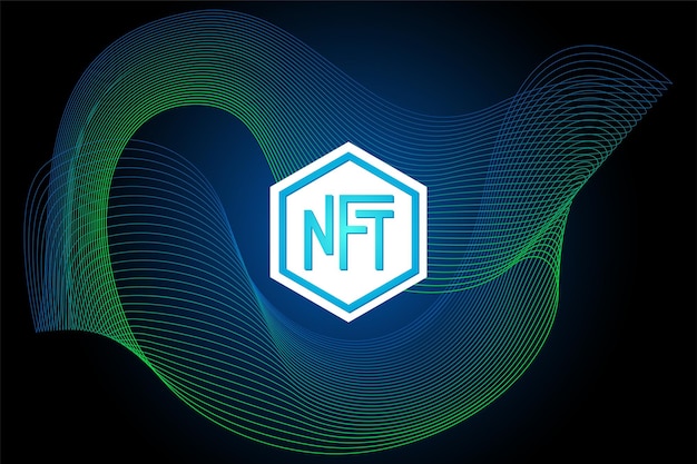 Nft token não fungível em dinheiro on-line de fundo linear abstrato para comprar arte exclusiva pagamento de cartaz