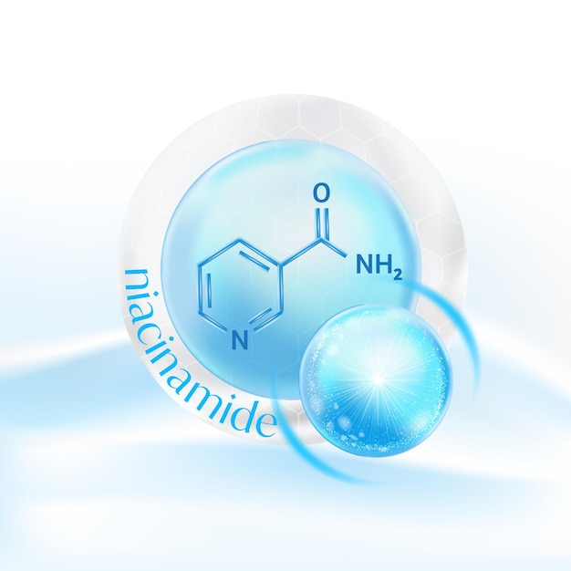 Vetor niacinamida niacina ácido nicotínico soro cosmético para cuidados com a pele