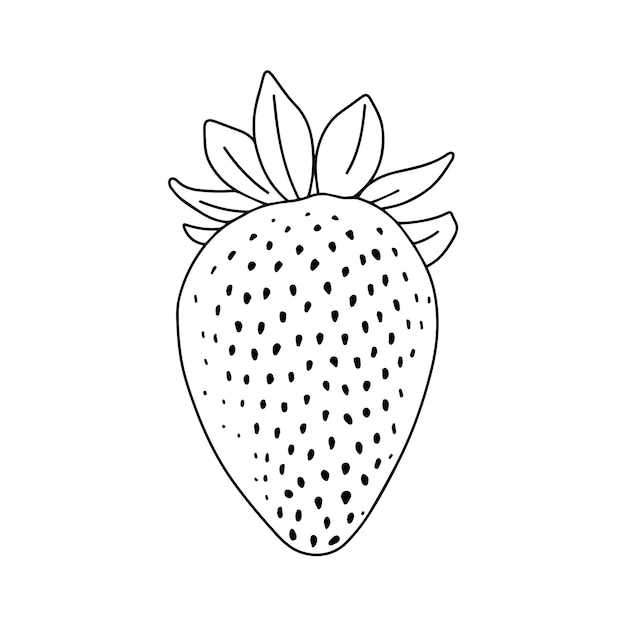 Único morango. Arte de linha de frutas de verão