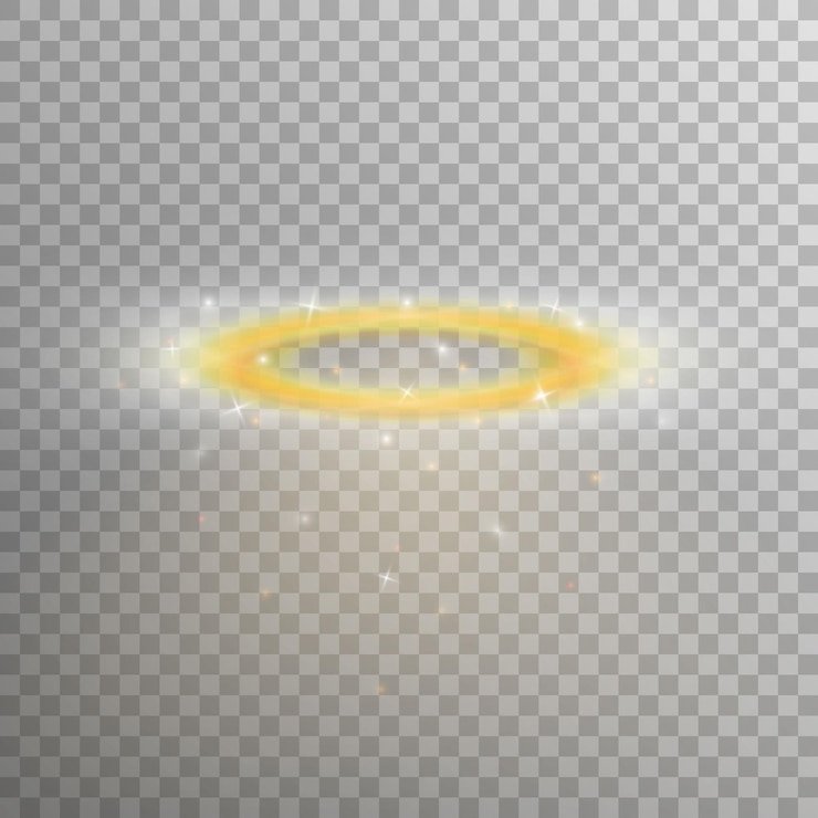 Vetor nimbus dourado brilhante tridimensional isolado em fundo transparente halo realista brilhante