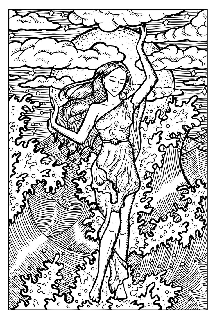 Vetor ninfa do mar ilustração de fantasia gravada