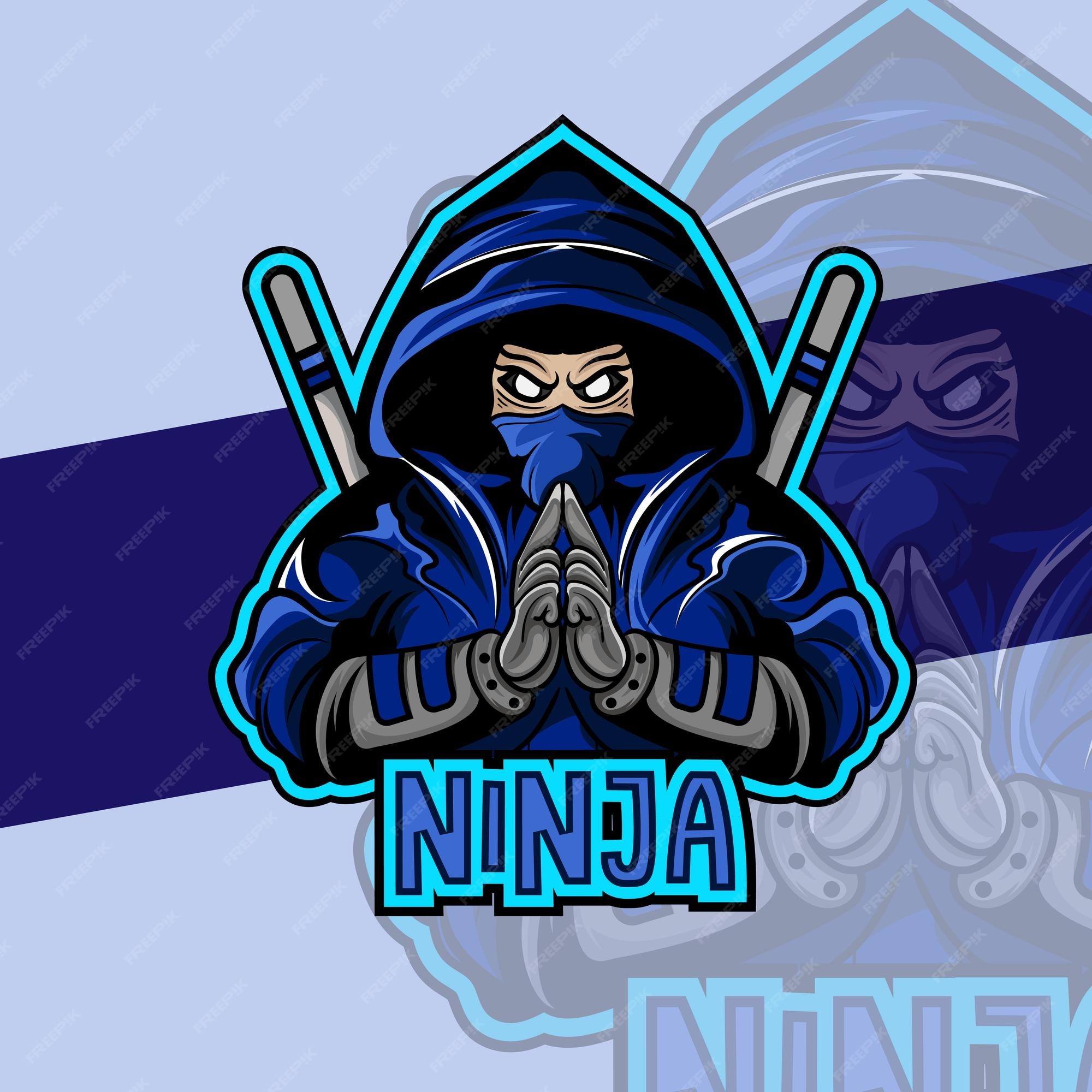 Logotipo ninja preto e branco esport team para impressão de camiseta e  ilustração ninja de tatuagens