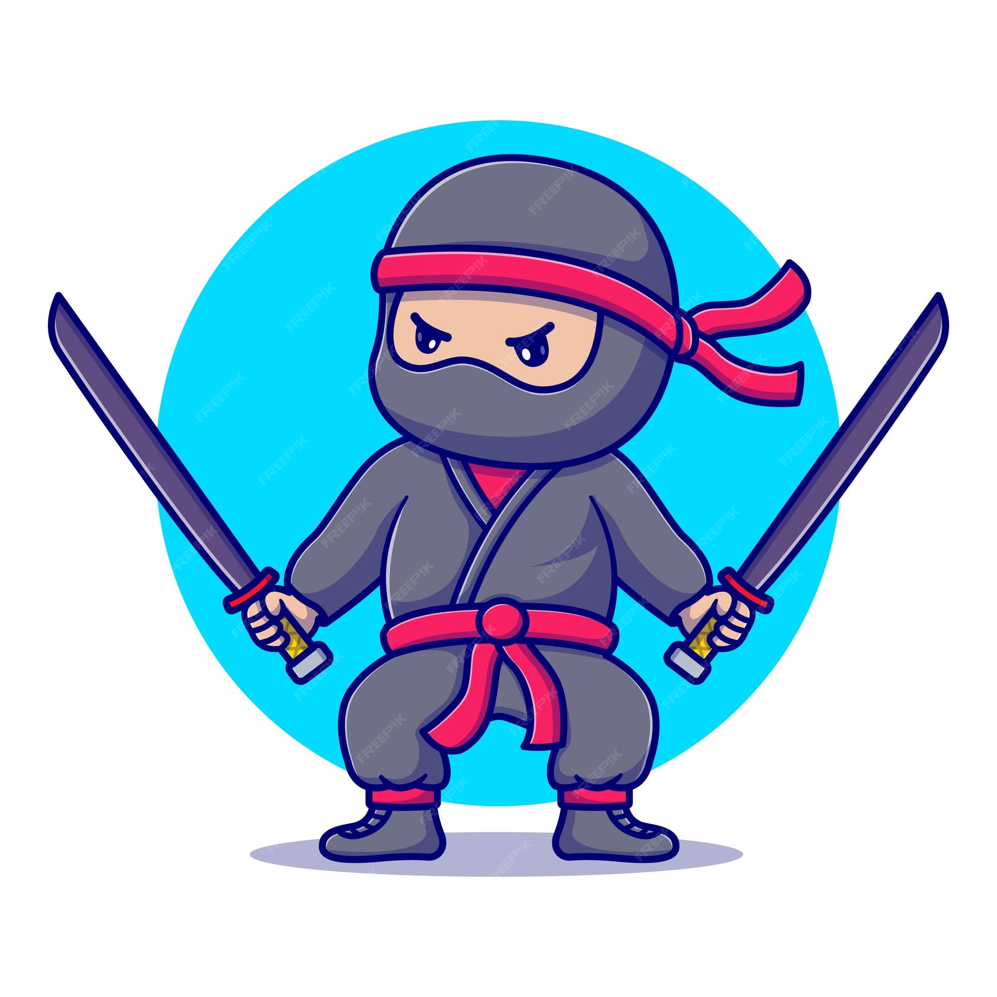 Padrão De Mão Extraídas Dos Desenhos Animados Ninja Japonês Bonito