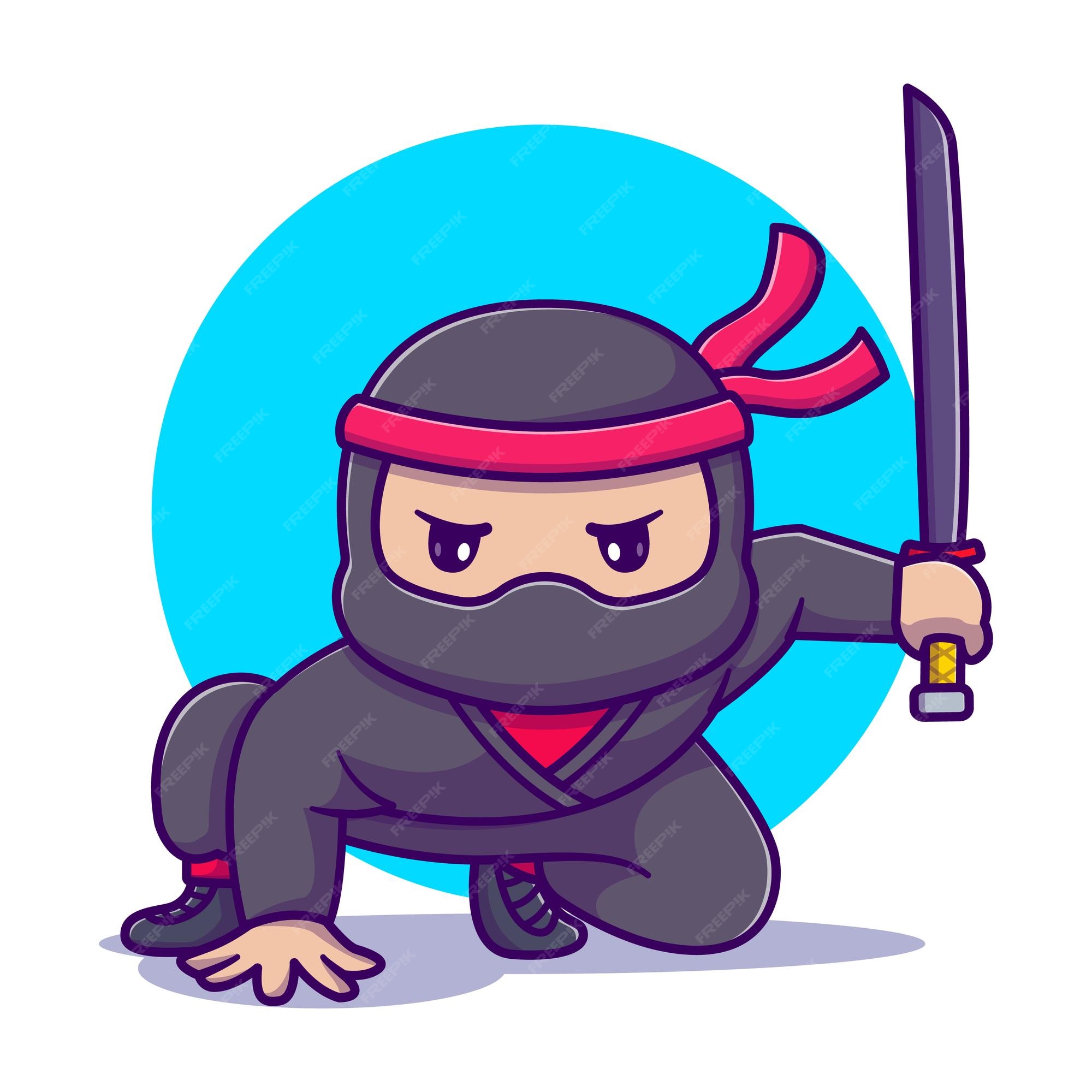 Vector Desenho Animado Ilustração Ninja Bonito Dizendo Bom Dia Com imagem  vetorial de F1Digitals© 229665188