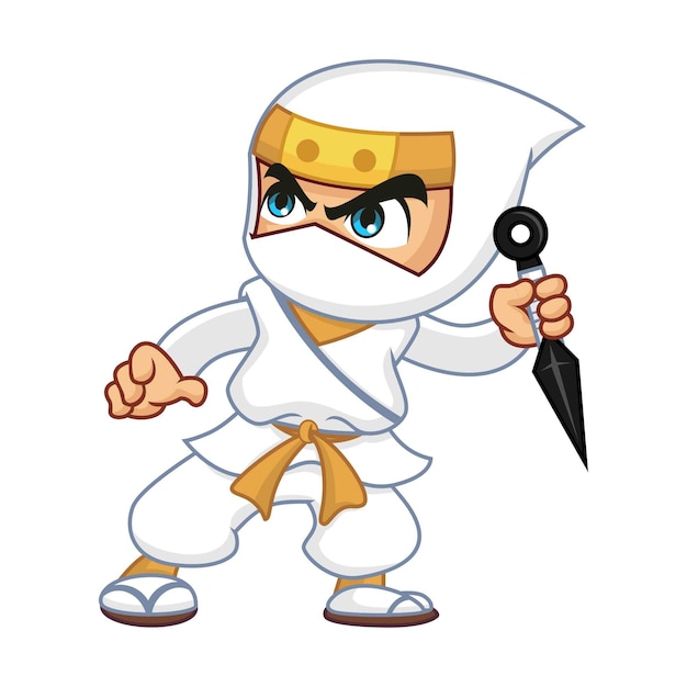 Vetor ninja branco com kunai