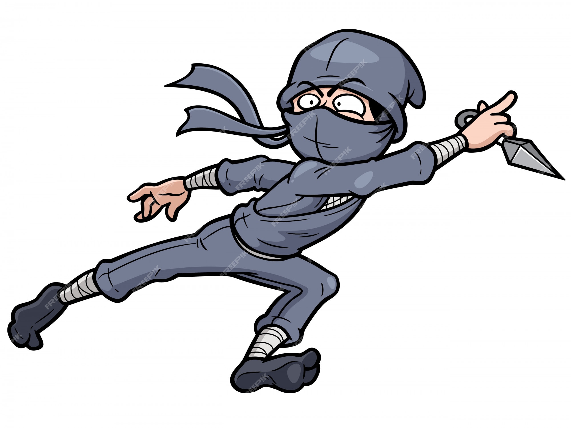 ninja dos desenhos animados em fundo branco 5161837 Vetor no Vecteezy