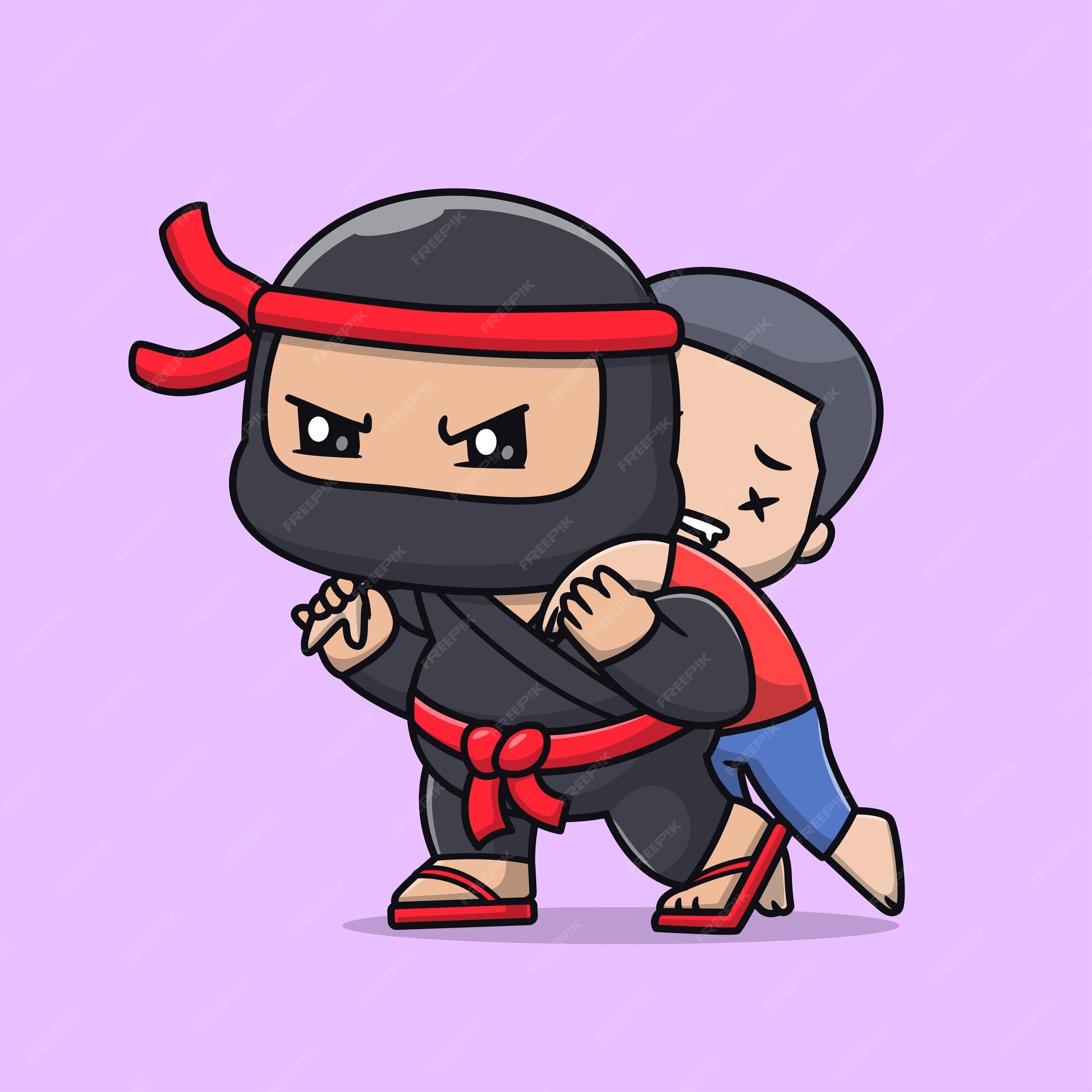 Ninja dos desenhos animados. personagem fofo ninja crianças