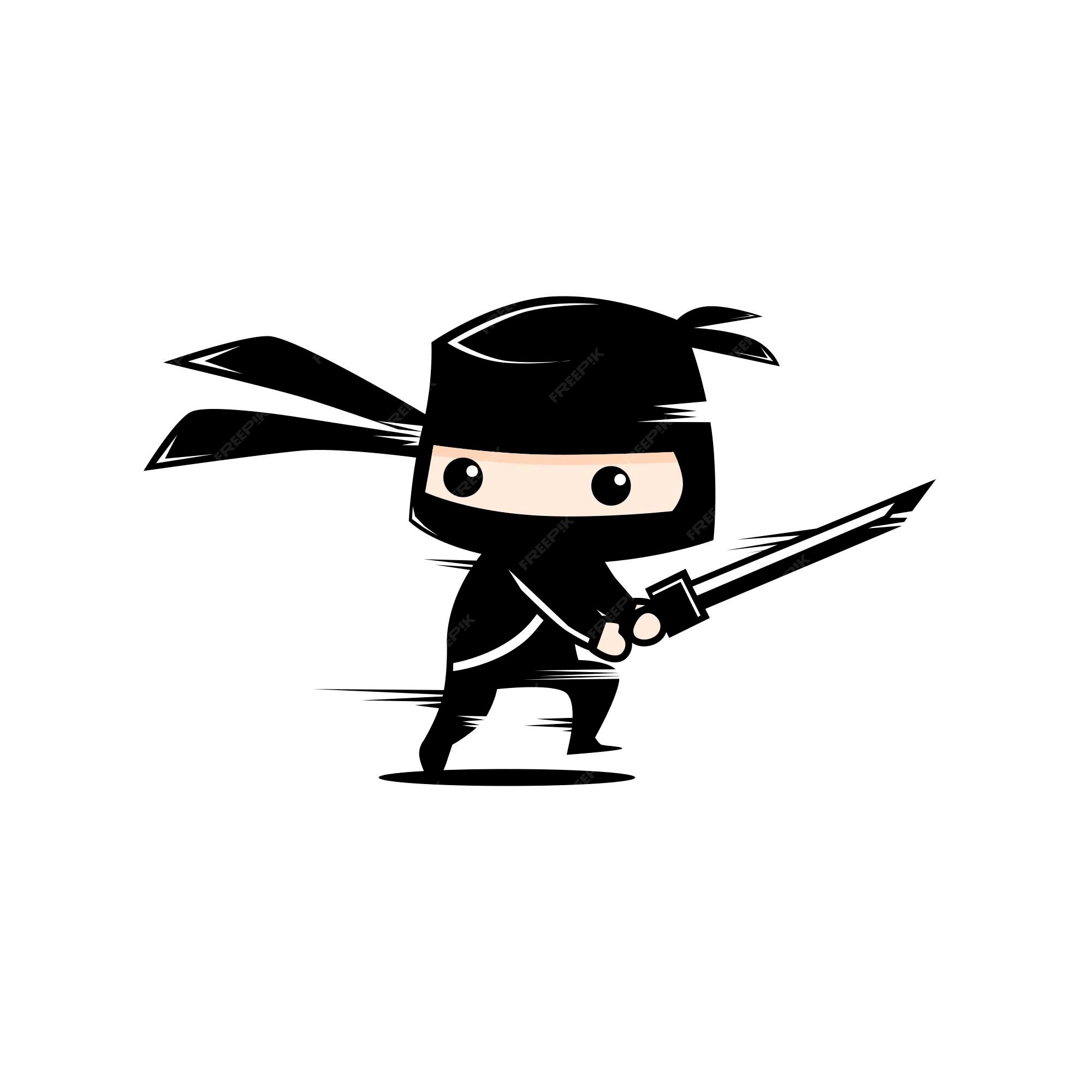 Conjunto De Gato Ninja Bonito Dos Desenhos Animados. Adorável Vector Preto  E Branco Desenhos No Estilo Japonês Moderno Simples. Royalty Free SVG,  Cliparts, Vetores, e Ilustrações Stock. Image 75175565