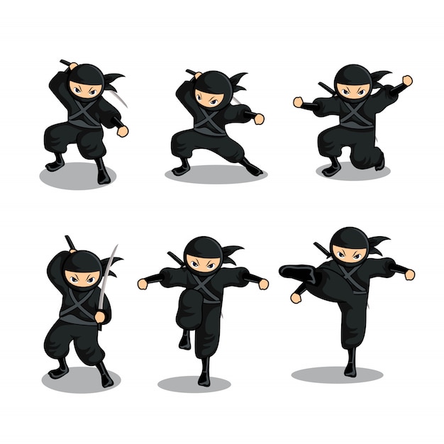 Um Desenho Animado, Simples E Bonito, Com a Impressão De Um Ninja  Cinzento-escuro Com Cinto Preto E Olhos Redondos Grandes Com Pan Ilustração  Stock - Ilustração de olho, grande: 229464732