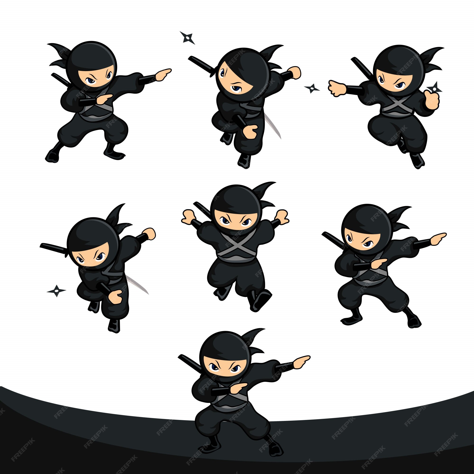 Um Desenho Animado, Simples E Bonito, Com a Impressão De Um Ninja  Cinzento-escuro Com Cinto Preto E Olhos Redondos Grandes Com Pan Ilustração  Stock - Ilustração de olho, grande: 229464732