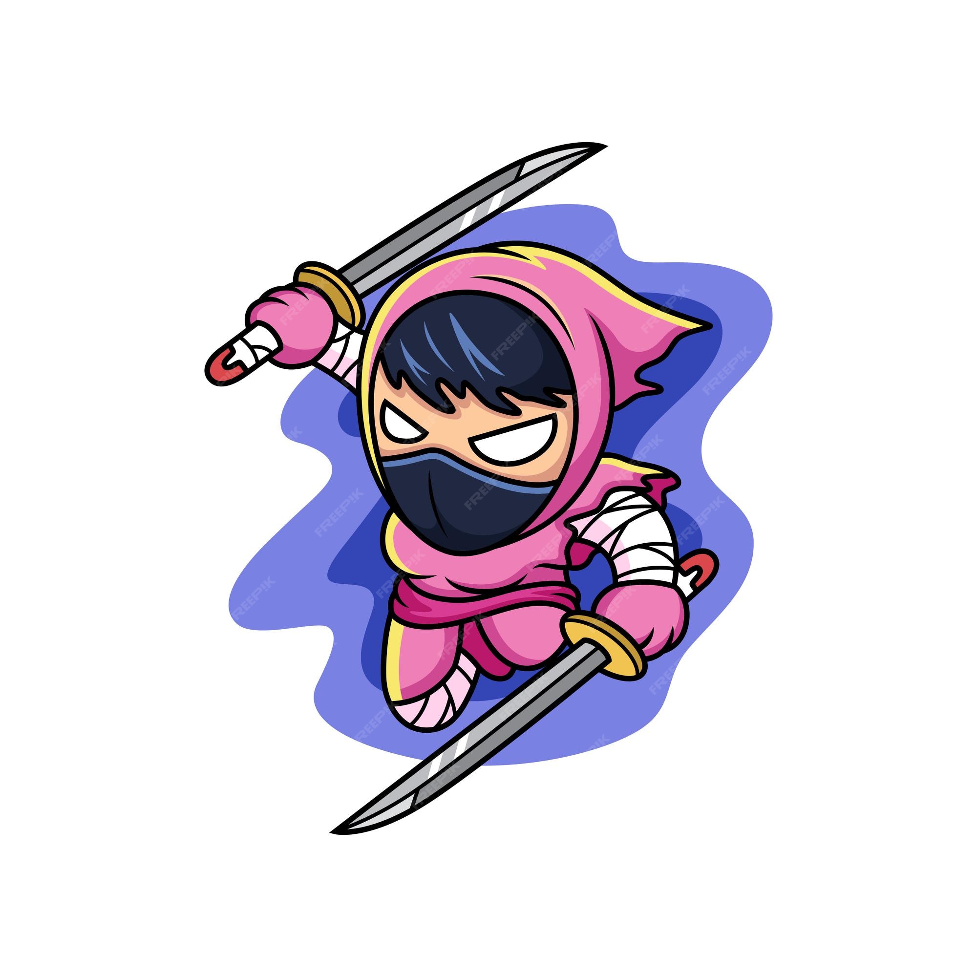 Ilustração Vetorial De Um Ninja De Desenho Animado Segurando Uma Espada.  Fundo Vermelho Com Um Círculo Branco. Roupa Preta. Royalty Free SVG,  Cliparts, Vetores, e Ilustrações Stock. Image 45343229