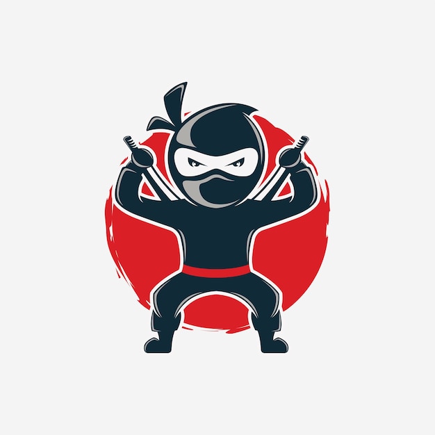 Ninja simples com design de logotipo de espada