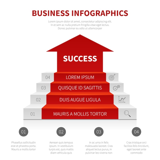 Níveis de sucesso vector infográfico moderno