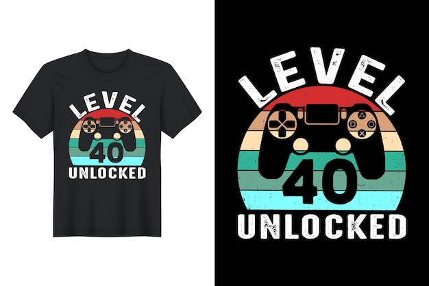 Vetor nível 40 desbloqueado, design de camiseta