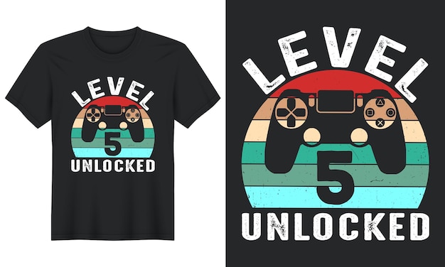 Nível 5 desbloqueado, design de camiseta