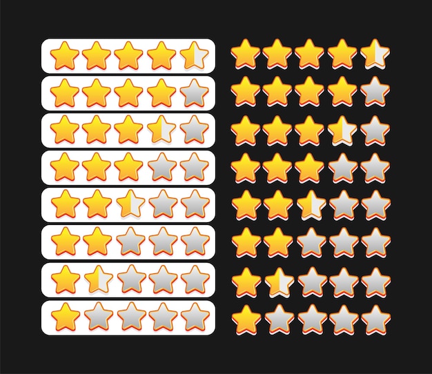 Nível de status da taxa do ícone de classificação de cinco estrelas para o aplicativo