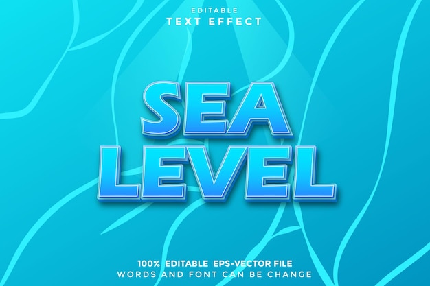 Nível do mar Efeito de texto editável Estilo de desenho animado 3D