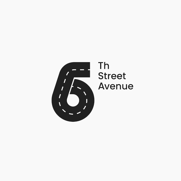 Vetor no 6 da 6a avenida, o conceito de design de logotipo minimalista