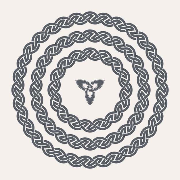 Vetor nó celta trançado moldura borda ornamentos conjunto círculo tamanho vetor ilustração