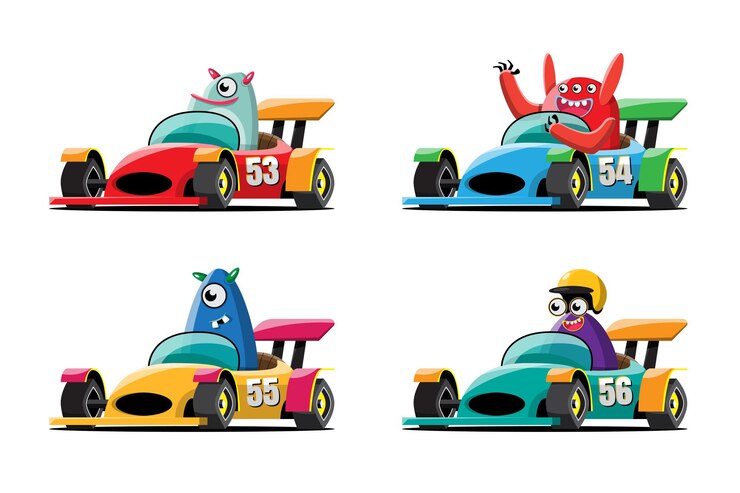 Vetor no jogo de corrida de velocidade, o jogador do driver do monstro da competição usou o carro de alta velocidade para vencer no jogo