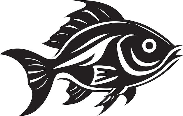 Vetor nocturnal nautical noir fish vector silhouetteschromatic underwater elegance black fish vector artis