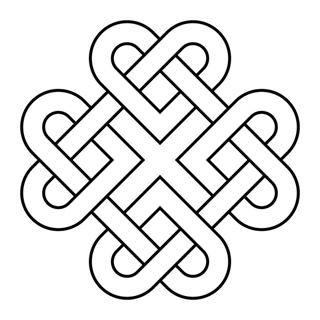 Nodo celta contorno de coração contorno vetor ícone ilustração isolar símbolo de amor desenho de tatuagem