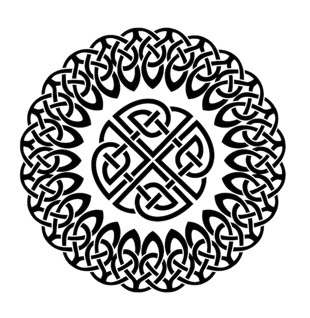 Vetor nodos celtas redondos moldura ornamento celta ou escandinavo ilustração de padrão de moldura medieval tradicional desenho escandinavo padrão celta isolado em ilustração vetorial branca