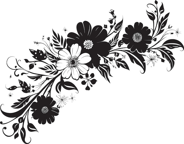 Vetor noir artístico floresce logotipo preto elementos decorativos chic detalhes florais cartão de convite vector