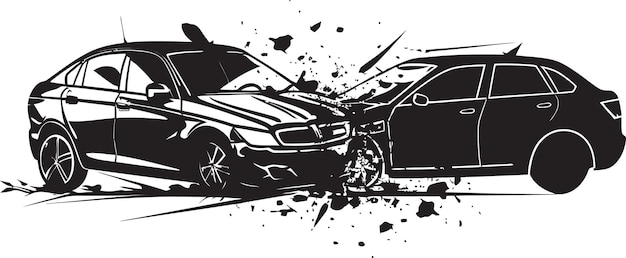 Vetor noir catastrophe black car collision symbol crash anthology vector car accident logo design (desenho de logotipo de acidente de carro)