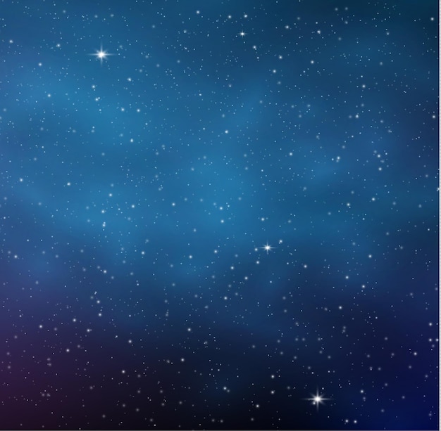 Vetor noite brilhando céu estrelado fundo azul do cosmos estrelas do espaço roxo com nebulosa galaxy vector