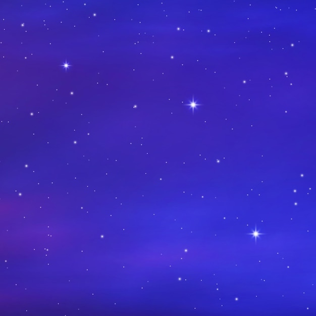 Noite brilhando céu estrelado Fundo azul do cosmos Estrelas do espaço roxo com nebulosa Galaxy Vector