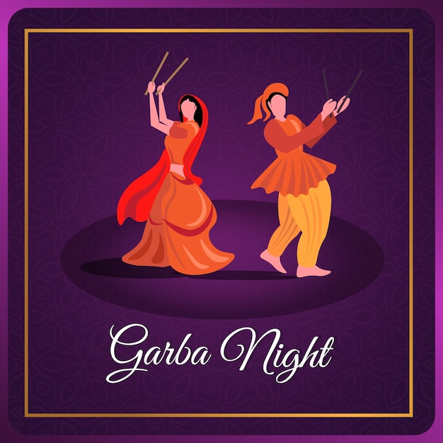 Vetor noite de garba e celebração dandiya